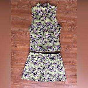Zara Green Floral Jacquard Set Size S